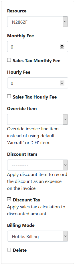 Maintenance Price Tier - Owned Aircraft Settings